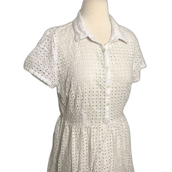 Old Navy White Eyelet Lace Mini Dress Short Sleeve Lightweight Cottagecore Sz M - Picture 3 of 9
